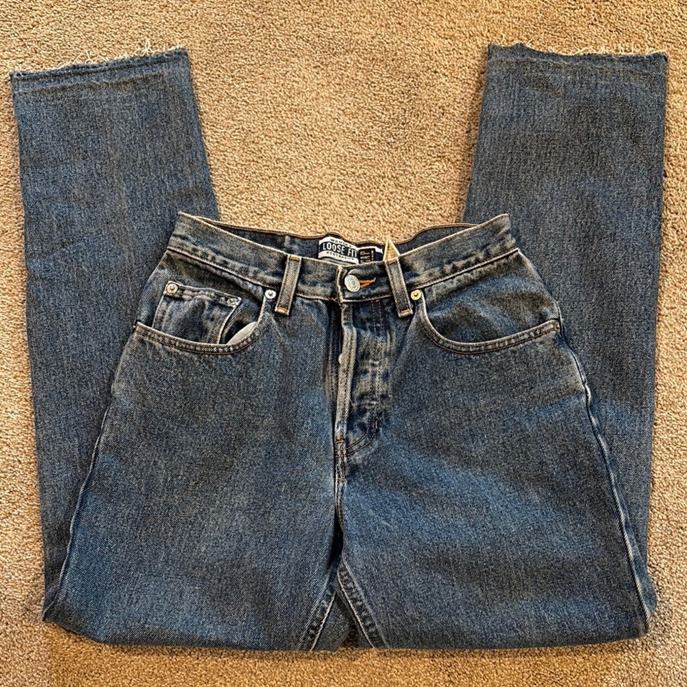 GAP Women's beat basics Loose Fit Denim crop fray edge hem 2